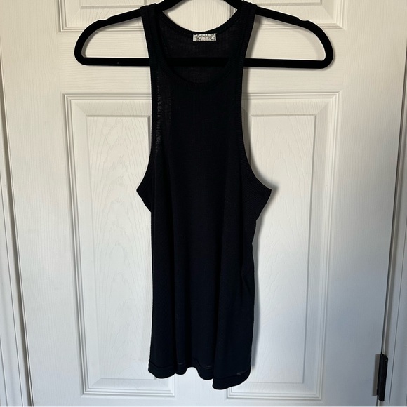 Free People Black Ribbed High Neck Tank Top - XS - Picture 1 of 8